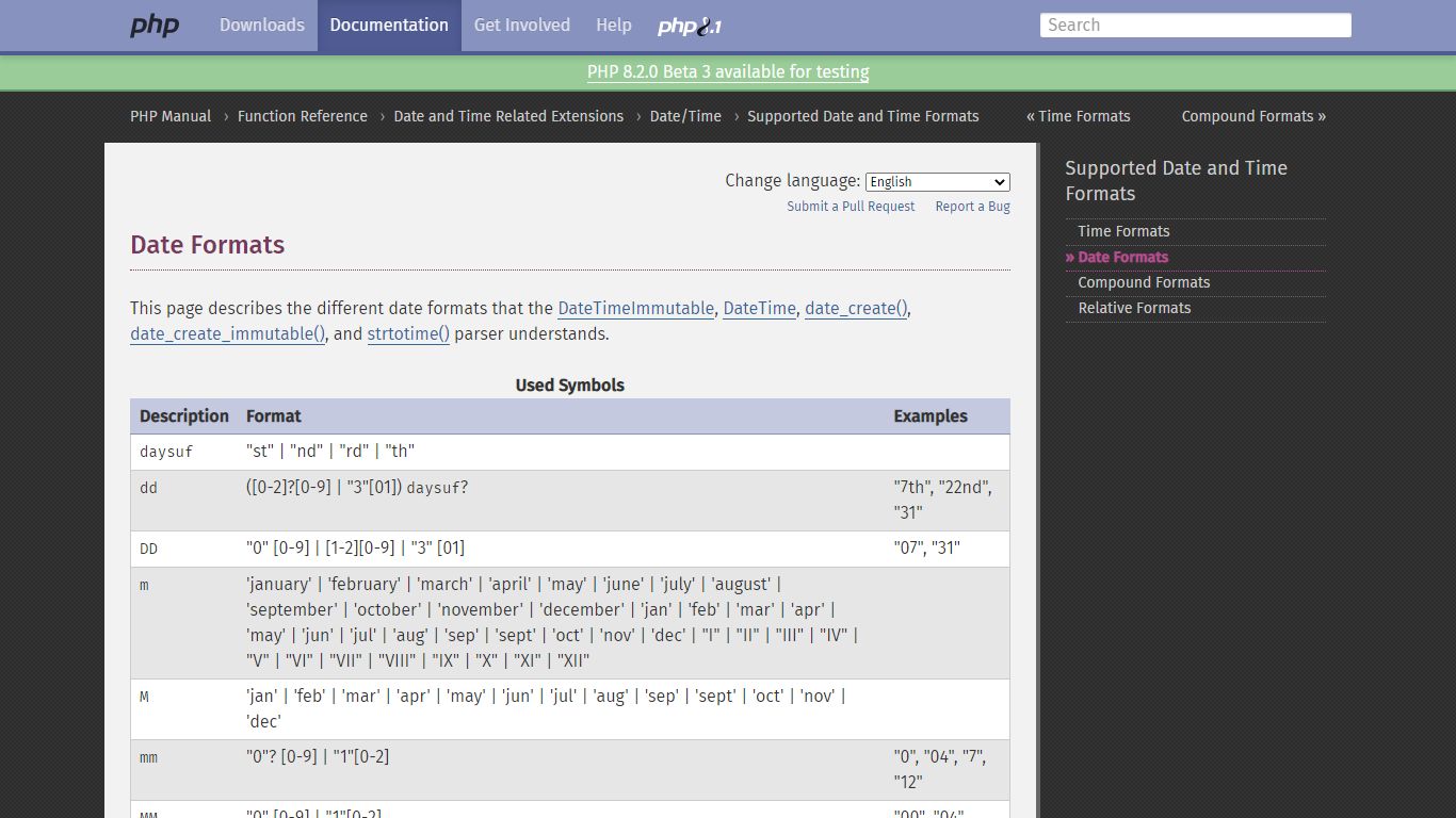 PHP: Date Formats - Manual